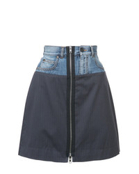Темно-синяя джинсовая юбка-трапеция в вертикальную полоску от Maison Margiela
