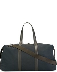 Мужская темно-синяя дорожная сумка из плотной ткани от Emporio Armani
