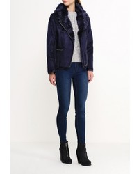 Женская темно-синяя дубленка от Naf Naf