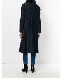 Женская темно-синяя дубленка от Liska