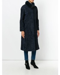 Женская темно-синяя дубленка от Liska