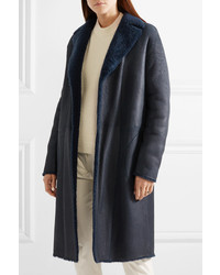 Женская темно-синяя дубленка от Akris