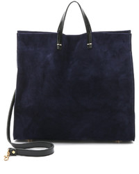 Темно-синяя замшевая большая сумка от Clare Vivier