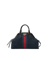 Темно-синяя замшевая большая сумка от Gucci