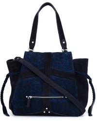 Темно-синяя замшевая большая сумка от Jerome Dreyfuss