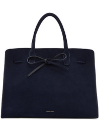 Темно-синяя замшевая большая сумка от Mansur Gavriel