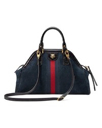 Темно-синяя замшевая большая сумка от Gucci