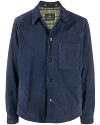 Мужская темно-синяя замшевая куртка-рубашка от PS Paul Smith