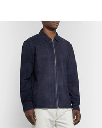 Мужская темно-синяя замшевая куртка-рубашка от Nn07