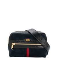 Темно-синяя замшевая поясная сумка от Gucci