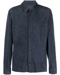 Мужская темно-синяя замшевая рубашка с длинным рукавом от Desa 1972