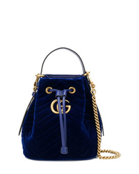 Темно-синяя замшевая сумка-мешок от Gucci