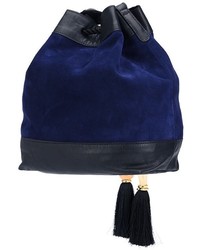 Темно-синяя замшевая сумка-мешок от Lizzie Fortunato