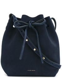 Темно-синяя замшевая сумка-мешок от Mansur Gavriel