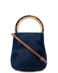 Темно-синяя замшевая сумка-мешок от Marni