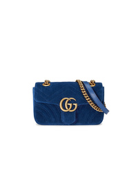 Темно-синяя замшевая сумка через плечо от Gucci