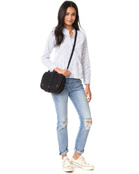 Женская темно-синяя замшевая сумка от Jerome Dreyfuss