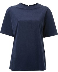 Темно-синяя замшевая футболка