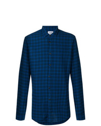 Мужская темно-синяя классическая рубашка в шотландскую клетку от Dondup