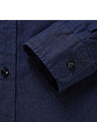 Мужская темно-синяя классическая рубашка из шамбре от Club Monaco