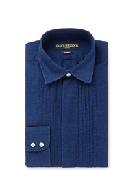 Мужская темно-синяя классическая рубашка из шамбре от Favourbrook