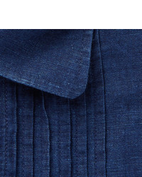 Мужская темно-синяя классическая рубашка из шамбре от Favourbrook