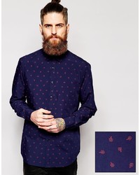 Мужская темно-синяя классическая рубашка с "огурцами" от Asos