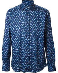 Мужская темно-синяя классическая рубашка с "огурцами" от Etro