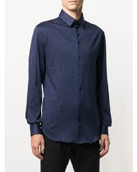 Мужская темно-синяя классическая рубашка с принтом от Giorgio Armani