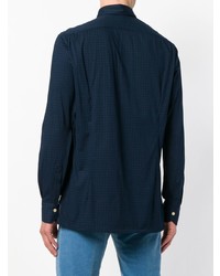 Мужская темно-синяя классическая рубашка с принтом от Kiton