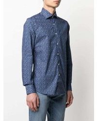 Мужская темно-синяя классическая рубашка с принтом от Canali