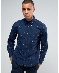 Мужская темно-синяя классическая рубашка с принтом от Esprit