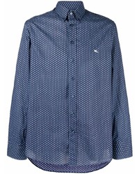 Мужская темно-синяя классическая рубашка с принтом от Etro