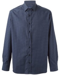 Мужская темно-синяя классическая рубашка с принтом от Etro