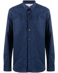 Мужская темно-синяя классическая рубашка с принтом от PS Paul Smith