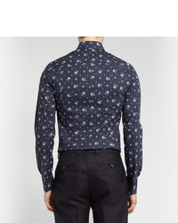 Мужская темно-синяя классическая рубашка с принтом от Dolce & Gabbana