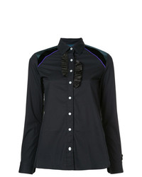 Женская темно-синяя классическая рубашка с рюшами от Kolor