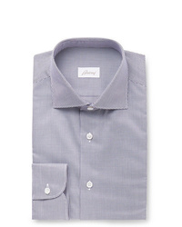 Мужская темно-синяя классическая рубашка с узором "гусиные лапки" от Brioni
