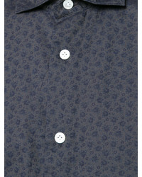 Мужская темно-синяя классическая рубашка с цветочным принтом от Eleventy
