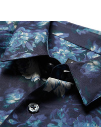 Мужская темно-синяя классическая рубашка с цветочным принтом от Paul Smith