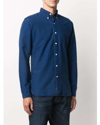 Мужская темно-синяя классическая рубашка от Ralph Lauren RRL