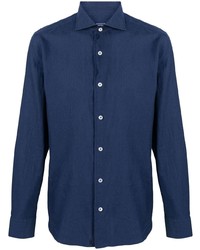 Мужская темно-синяя классическая рубашка от Fedeli