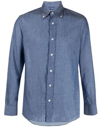 Мужская темно-синяя классическая рубашка от Fedeli