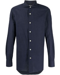 Мужская темно-синяя классическая рубашка от Finamore 1925 Napoli