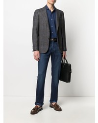 Мужская темно-синяя классическая рубашка от Fedeli