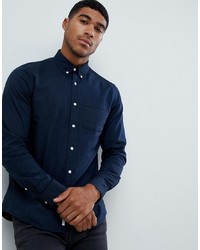 Мужская темно-синяя классическая рубашка от Pull&Bear