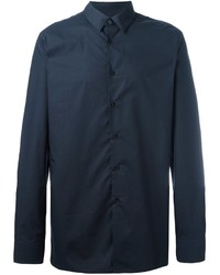 Мужская темно-синяя классическая рубашка от Raf Simons
