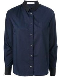 Женская темно-синяя классическая рубашка от Sacai
