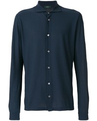 Мужская темно-синяя классическая рубашка от Zanone