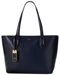 Темно-синяя кожаная большая сумка